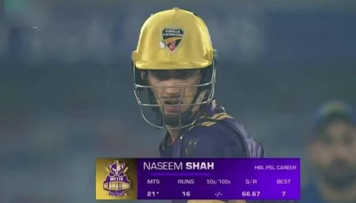 Naseem Shah is fined for wearing the wrong helmetduring a PSL match.
