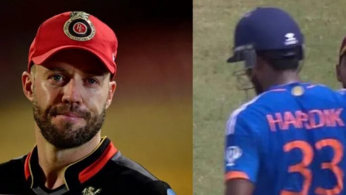 AB de Villiers responds directly to Hardik Pandya's six during the third T20I, leaving Tilak Varma stuck on 49