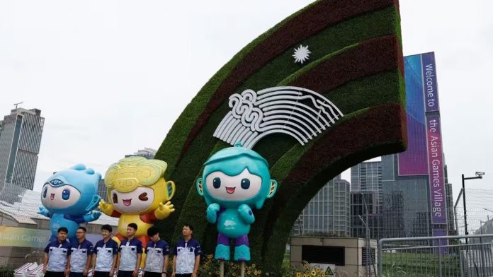 Asian Games in Hangzhou: the logo features a river, square medals, and robots