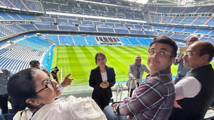 Real Madrid's Santiago Bernabeu Stadium is visited by Sourav Ganguly and Mamata Banerjee