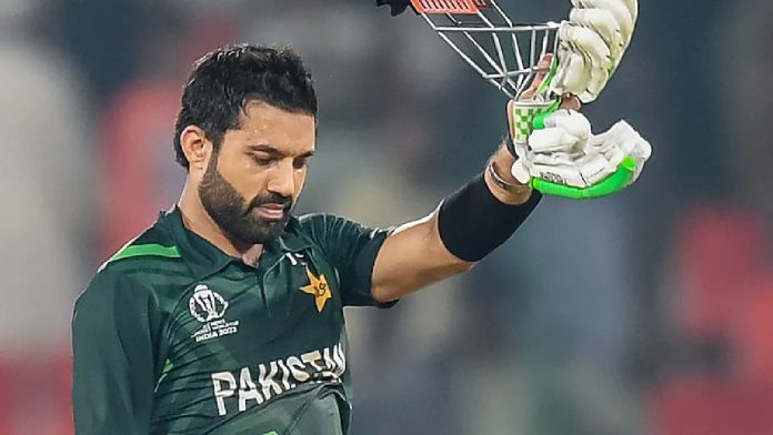 Cricketer Mohammad Rizwan of Pakistan dedicates his team's victory