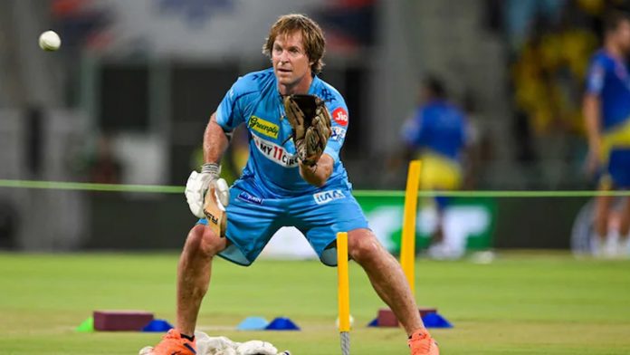 After a spectacular catch, ball boy Atharw is interviewed by LSG fielding coach Jonty Rhodes