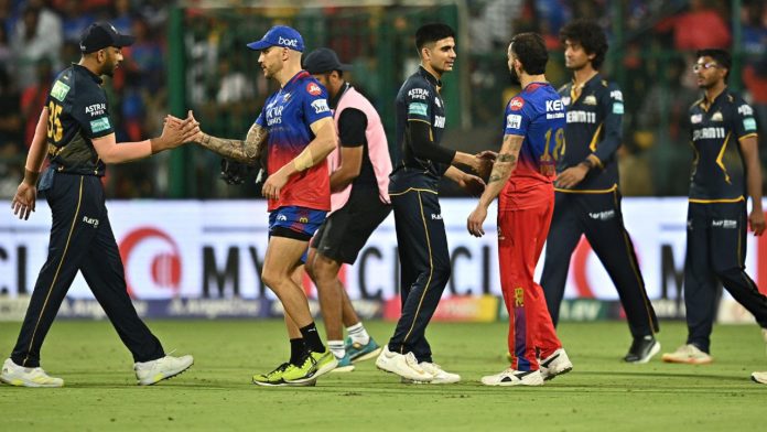 Faf Du Plessis' fifty and bowlers lead Royal Challengers Bengaluru to a four-wicket win against Gujarat Titans